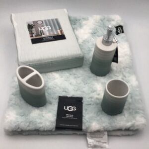 5 Pc Set Ugg Marissa Bath Mat Luna Shower Curtain Ombre Ceramic Bath